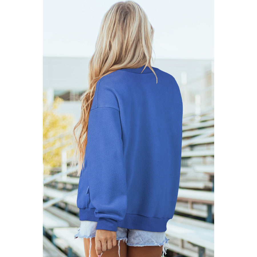 Bluing Oversize Drop Shoulder Reversible Mock Neck Sweatshirt Tops/Sweatshirts & Hoodies