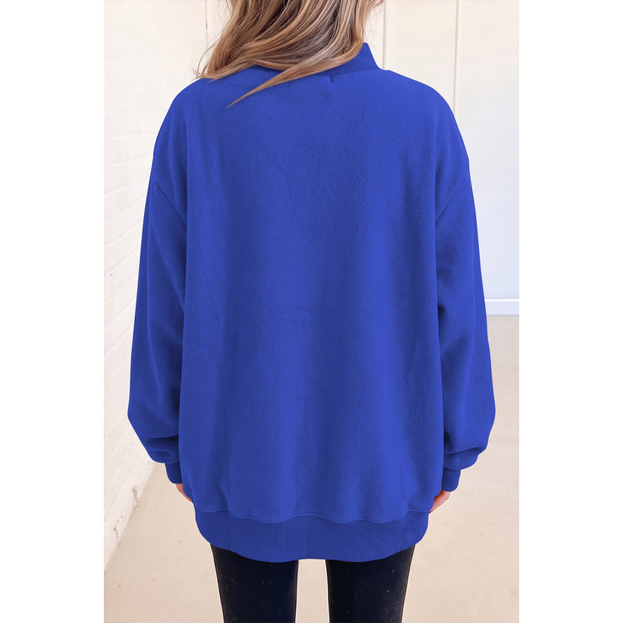Bluing Oversize Drop Shoulder Reversible Mock Neck Sweatshirt Tops/Sweatshirts & Hoodies