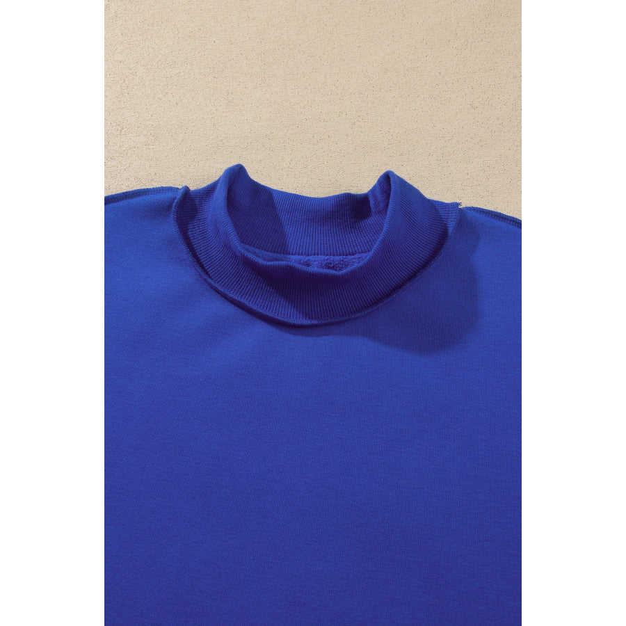 Bluing Oversize Drop Shoulder Reversible Mock Neck Sweatshirt Tops/Sweatshirts & Hoodies