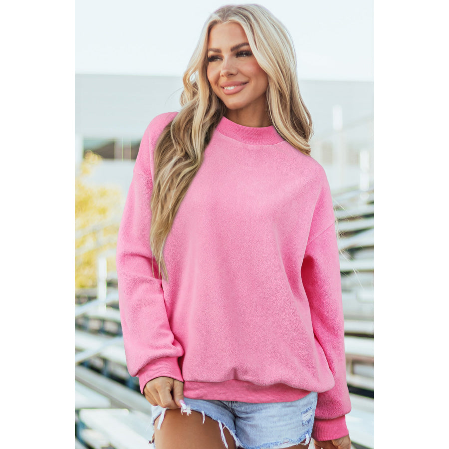 Bluing Oversize Drop Shoulder Reversible Mock Neck Sweatshirt Tops/Sweatshirts & Hoodies