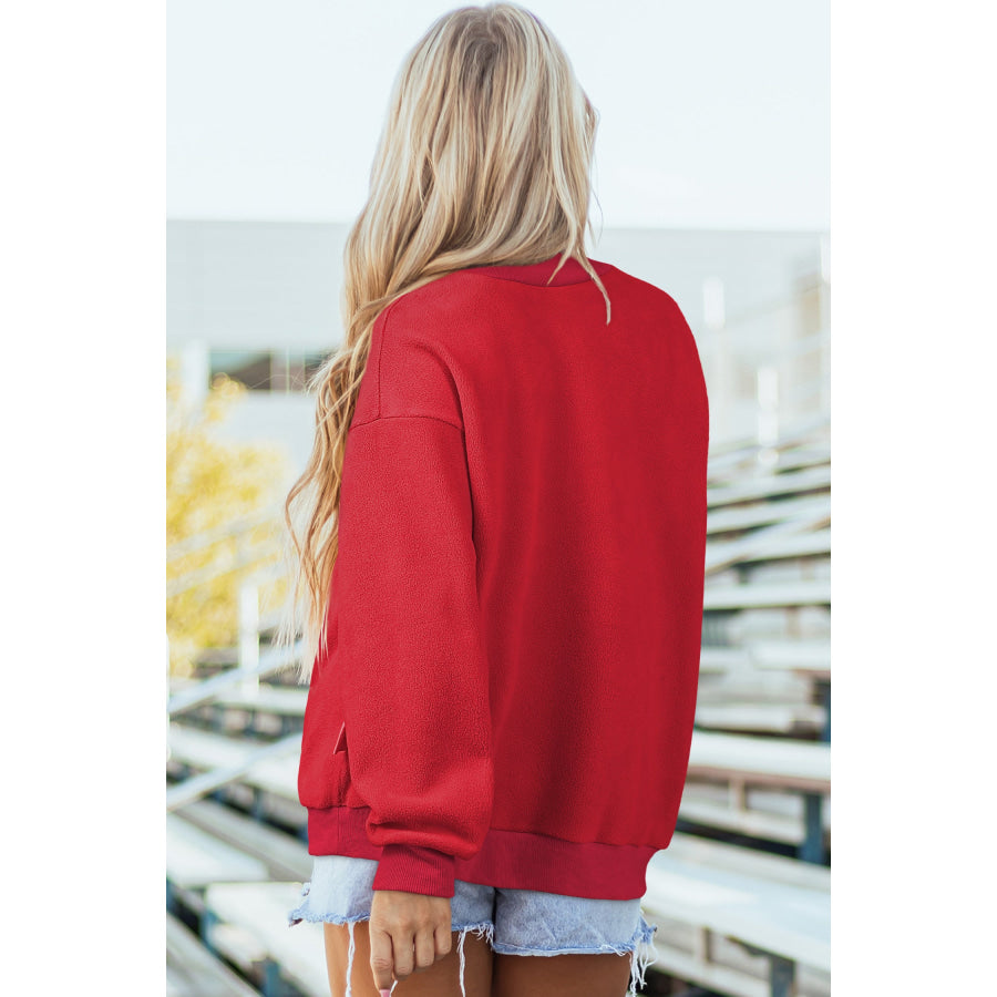 Bluing Oversize Drop Shoulder Reversible Mock Neck Sweatshirt Tops/Sweatshirts & Hoodies