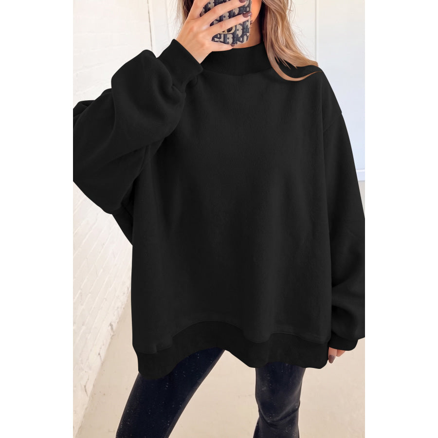 Bluing Oversize Drop Shoulder Reversible Mock Neck Sweatshirt Tops/Sweatshirts & Hoodies