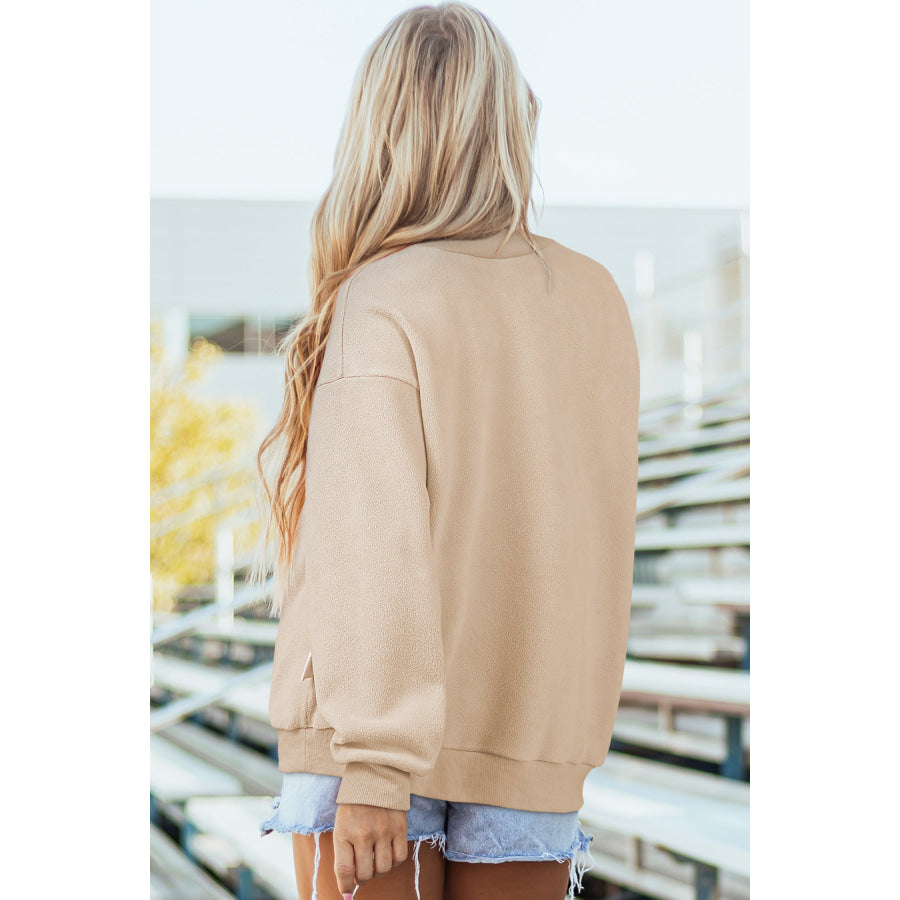 Bluing Oversize Drop Shoulder Reversible Mock Neck Sweatshirt Tops/Sweatshirts & Hoodies