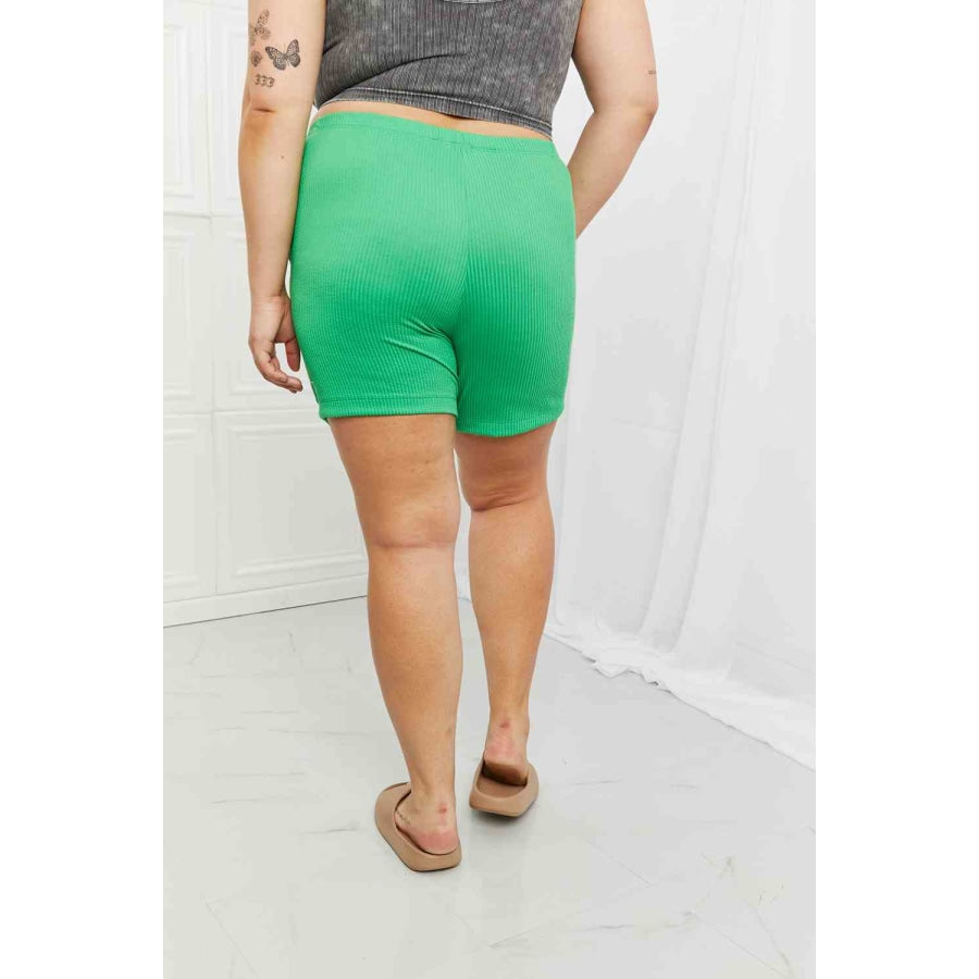 Blumin Apparel Too Good Full Size Ribbed Shorts in Green Mid Green / S Clothing