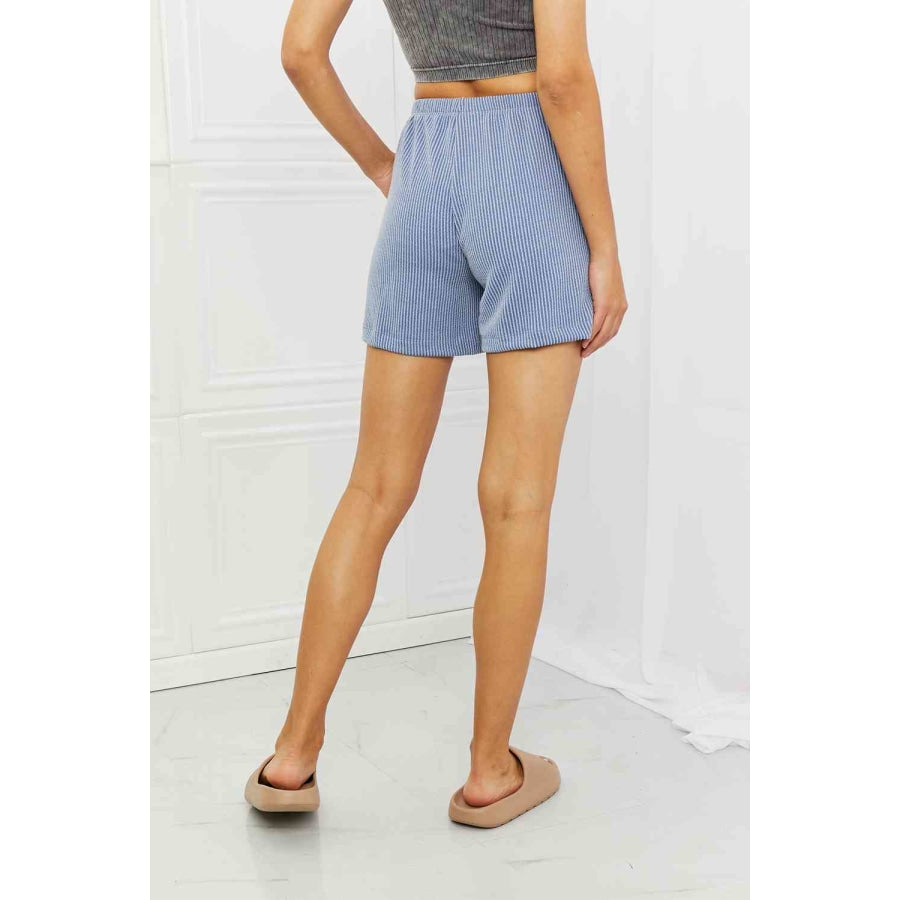 Blumin Apparel Too Good Full Size Ribbed Shorts in Misty Blue Misty Blue / S Clothing