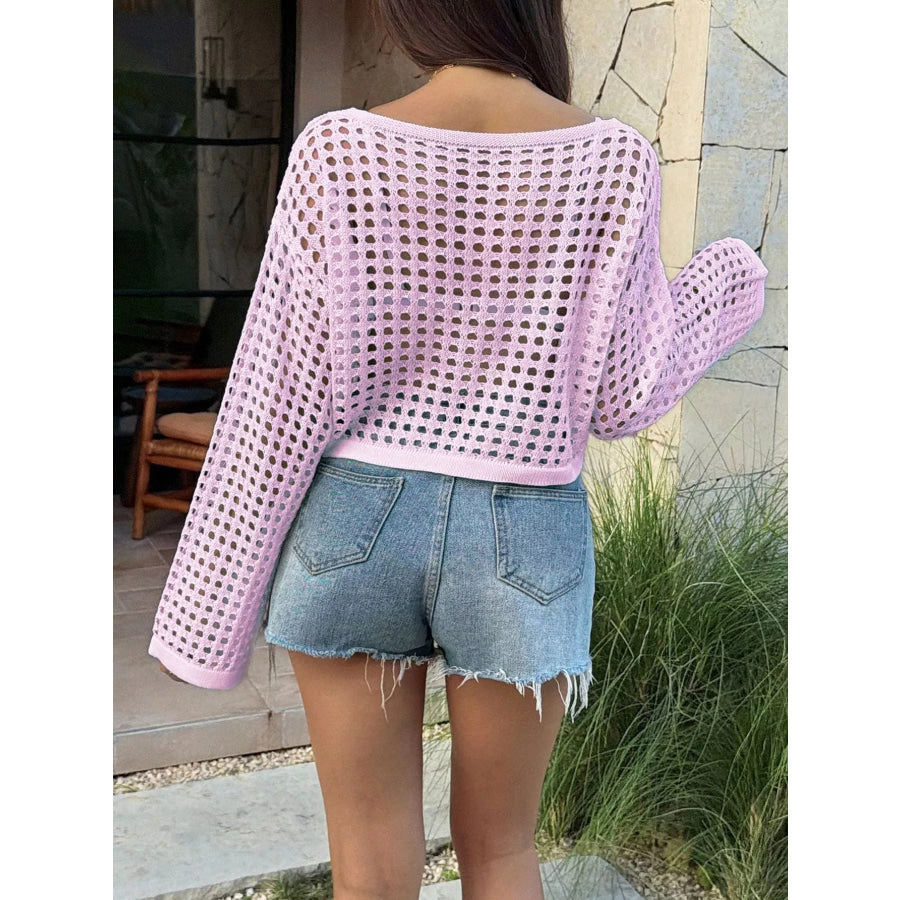 Boat Neck Crochet Knit Cover Up Apparel and Accessories