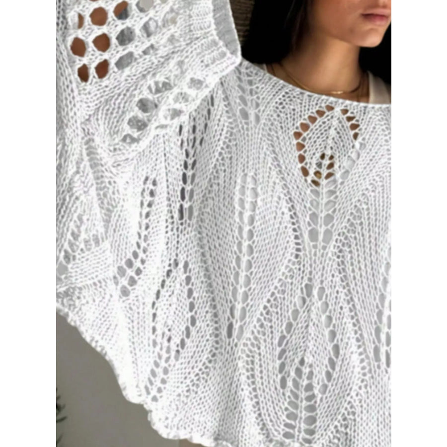 Boat Neck Crochet Knit Cover Up Apparel and Accessories