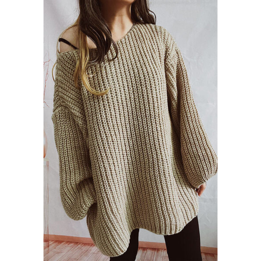 Boat Neck Dropped Shoulder Mini Sweater Dress Clothing