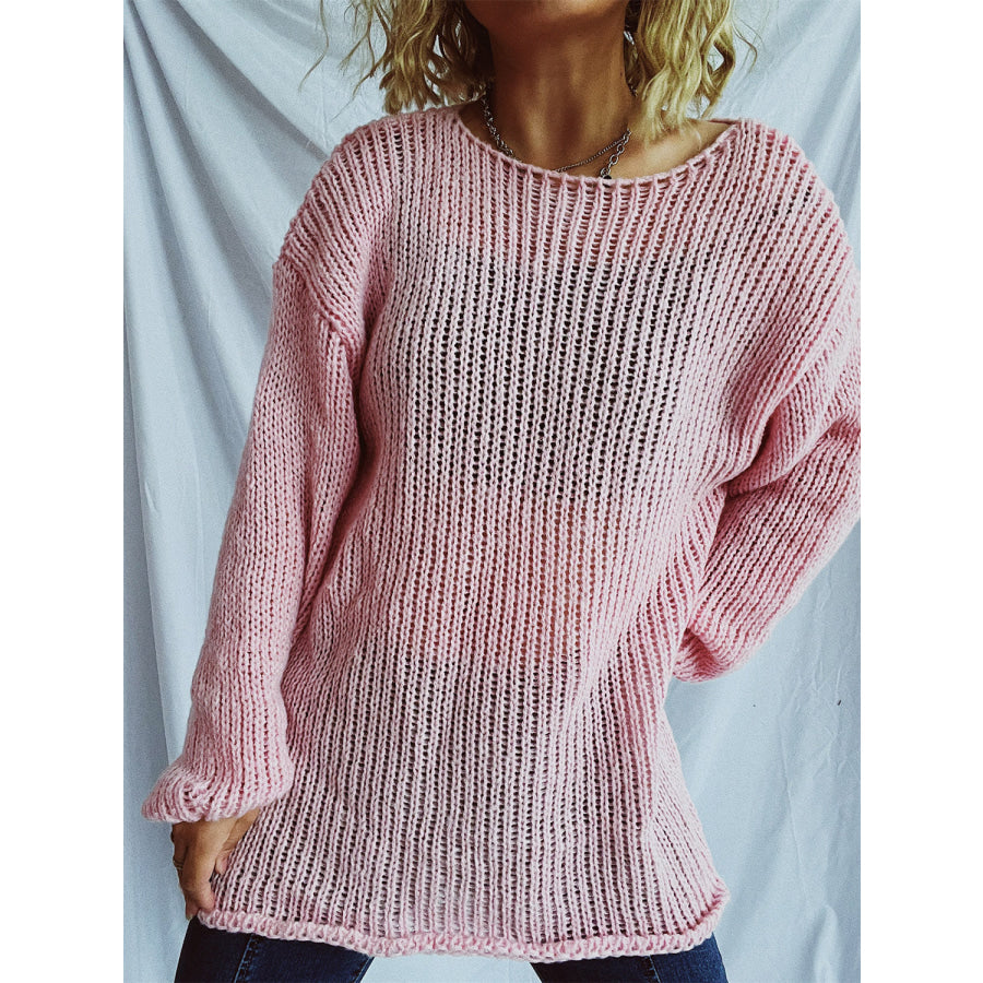 Boat Neck Dropped Shoulder Sweater Apparel and Accessories