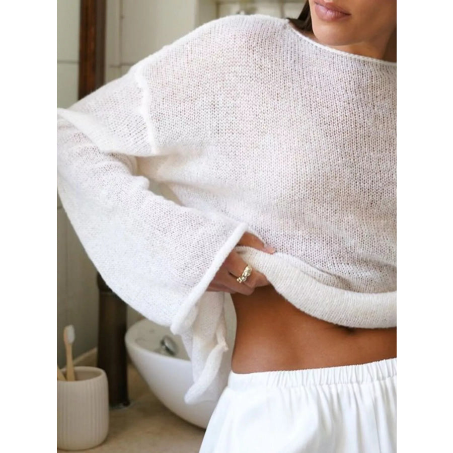 Boat Neck Dropped Shoulder Sweater Apparel and Accessories
