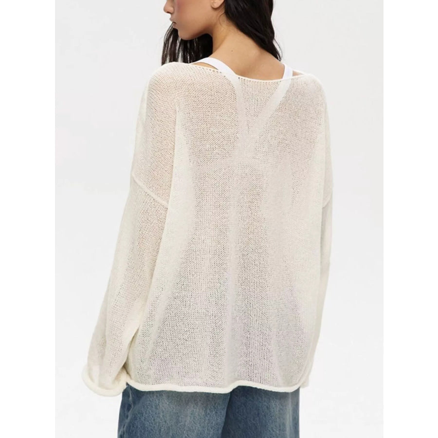 Boat Neck Dropped Shoulder Sweater Apparel and Accessories