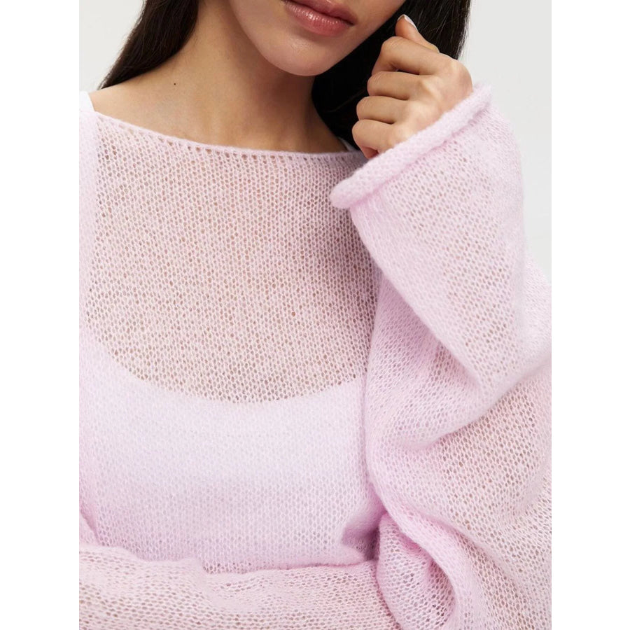Boat Neck Dropped Shoulder Sweater Apparel and Accessories
