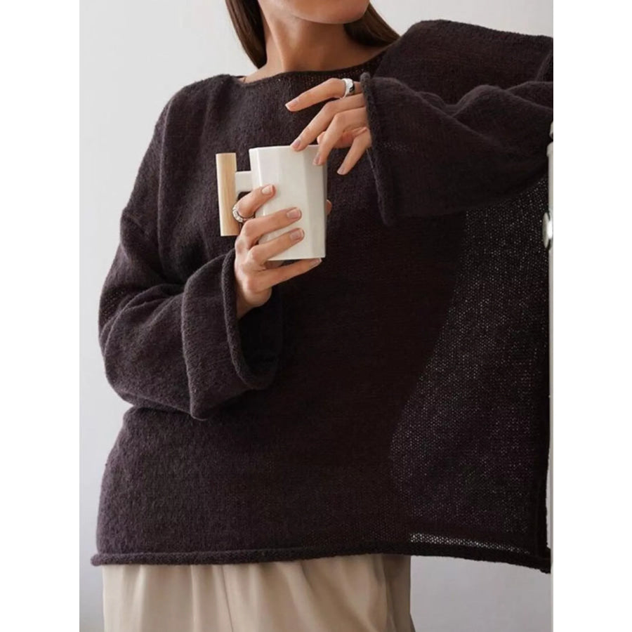 Boat Neck Dropped Shoulder Sweater Apparel and Accessories
