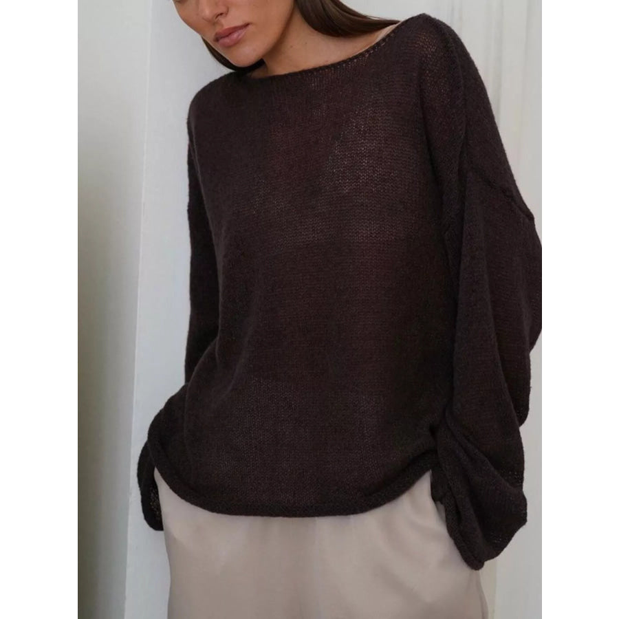 Boat Neck Dropped Shoulder Sweater Apparel and Accessories