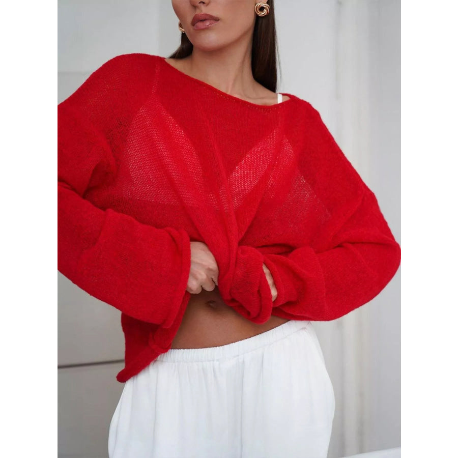 Boat Neck Dropped Shoulder Sweater Apparel and Accessories