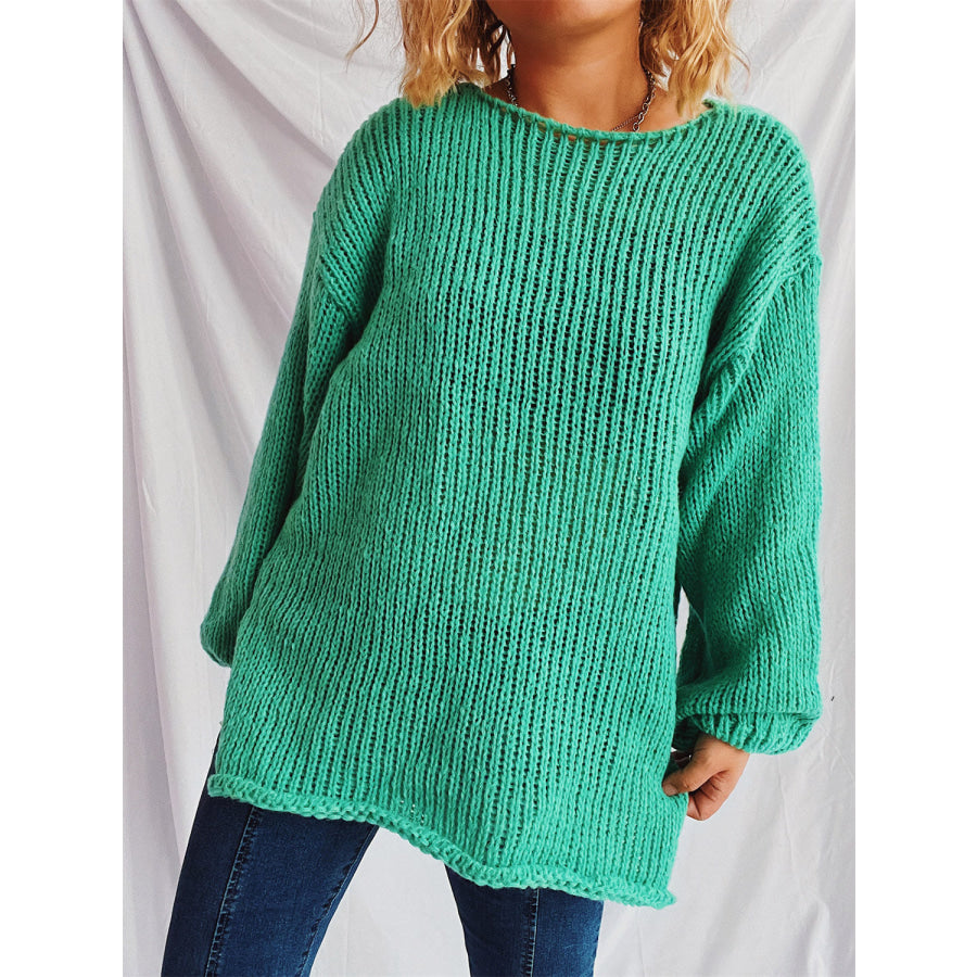 Boat Neck Dropped Shoulder Sweater Apparel and Accessories