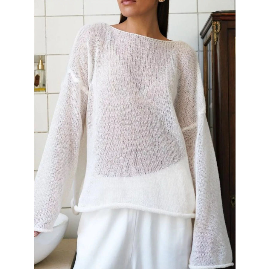 Boat Neck Dropped Shoulder Sweater Apparel and Accessories