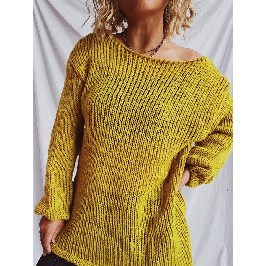 Boat Neck Dropped Shoulder Sweater Apparel and Accessories