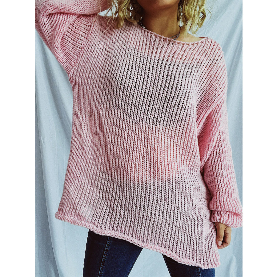 Boat Neck Dropped Shoulder Sweater Apparel and Accessories