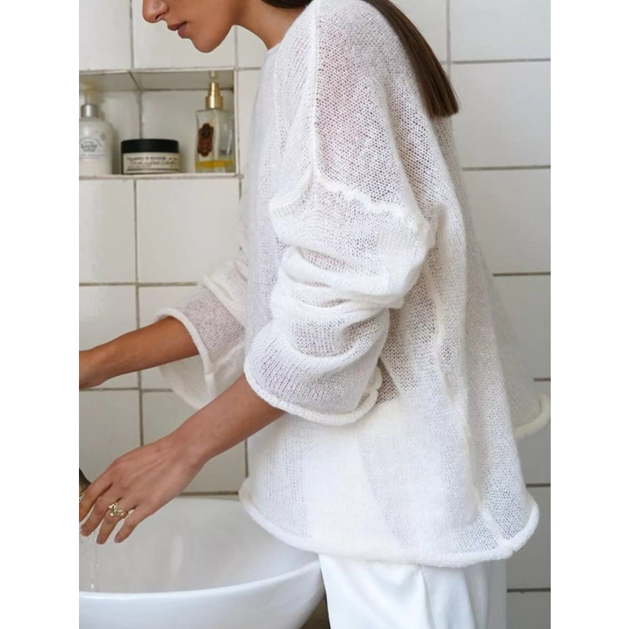 Boat Neck Dropped Shoulder Sweater Apparel and Accessories