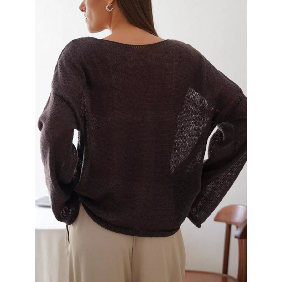 Boat Neck Dropped Shoulder Sweater Apparel and Accessories
