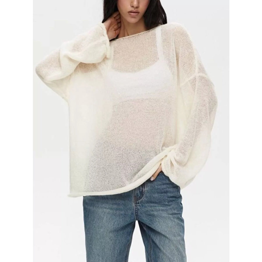 Boat Neck Dropped Shoulder Sweater Apparel and Accessories