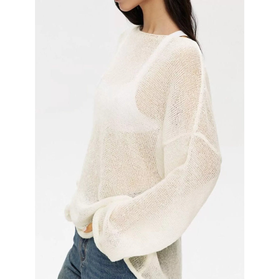 Boat Neck Dropped Shoulder Sweater Apparel and Accessories
