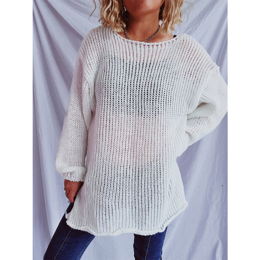 Boat Neck Dropped Shoulder Sweater Apparel and Accessories