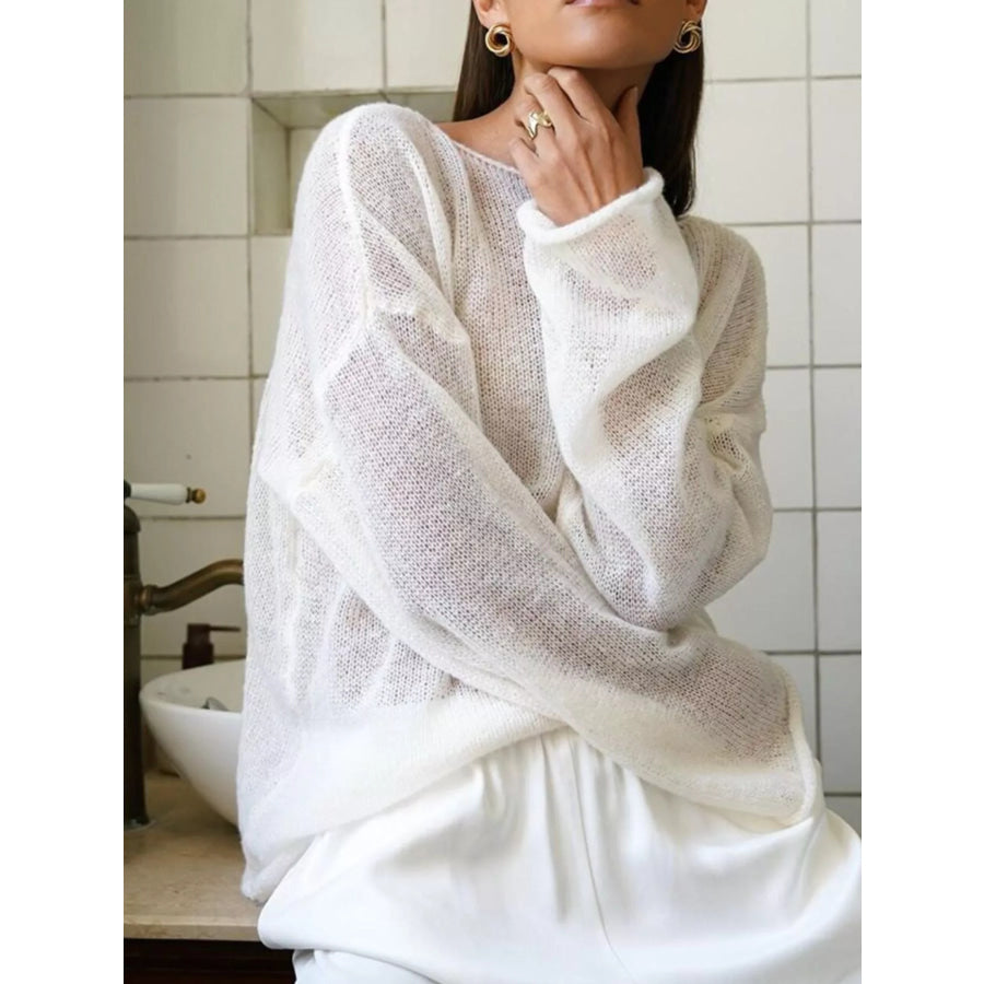 Boat Neck Dropped Shoulder Sweater Apparel and Accessories