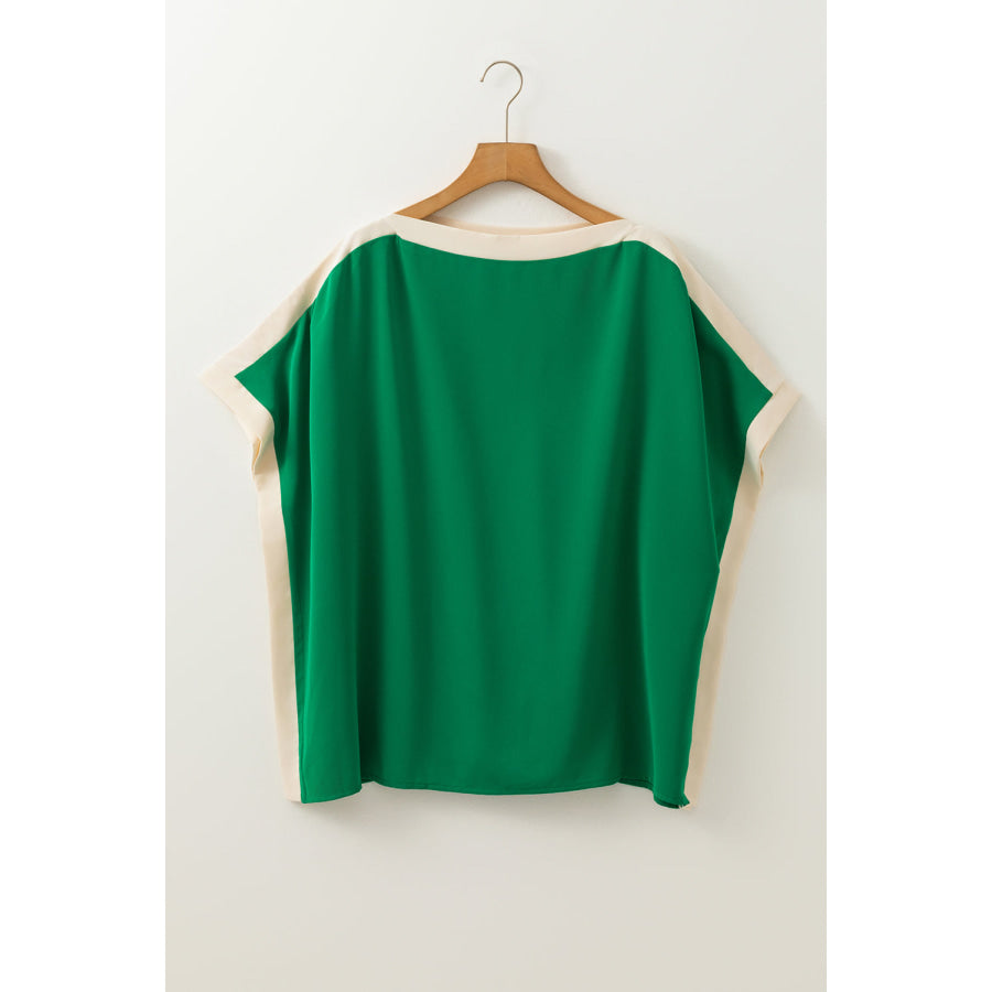 Boat Neck Half Sleeve Blouse Apparel and Accessories