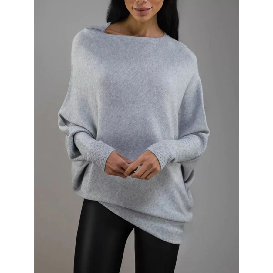 Boat Neck Long Sleeve Sweater Apparel and Accessories