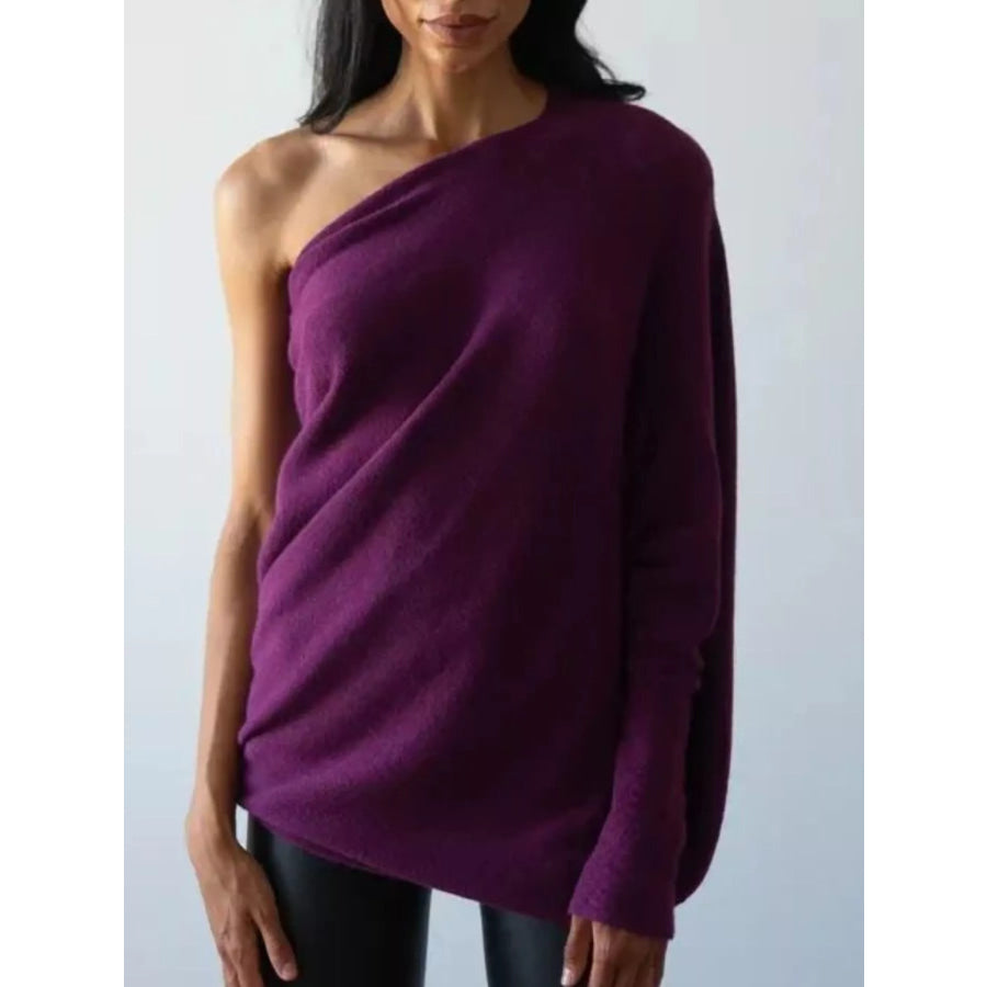 Boat Neck Long Sleeve Sweater Apparel and Accessories