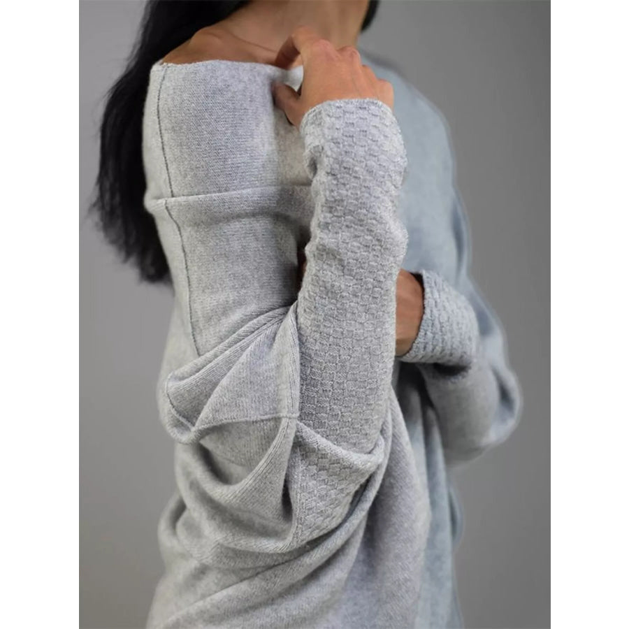 Boat Neck Long Sleeve Sweater Apparel and Accessories