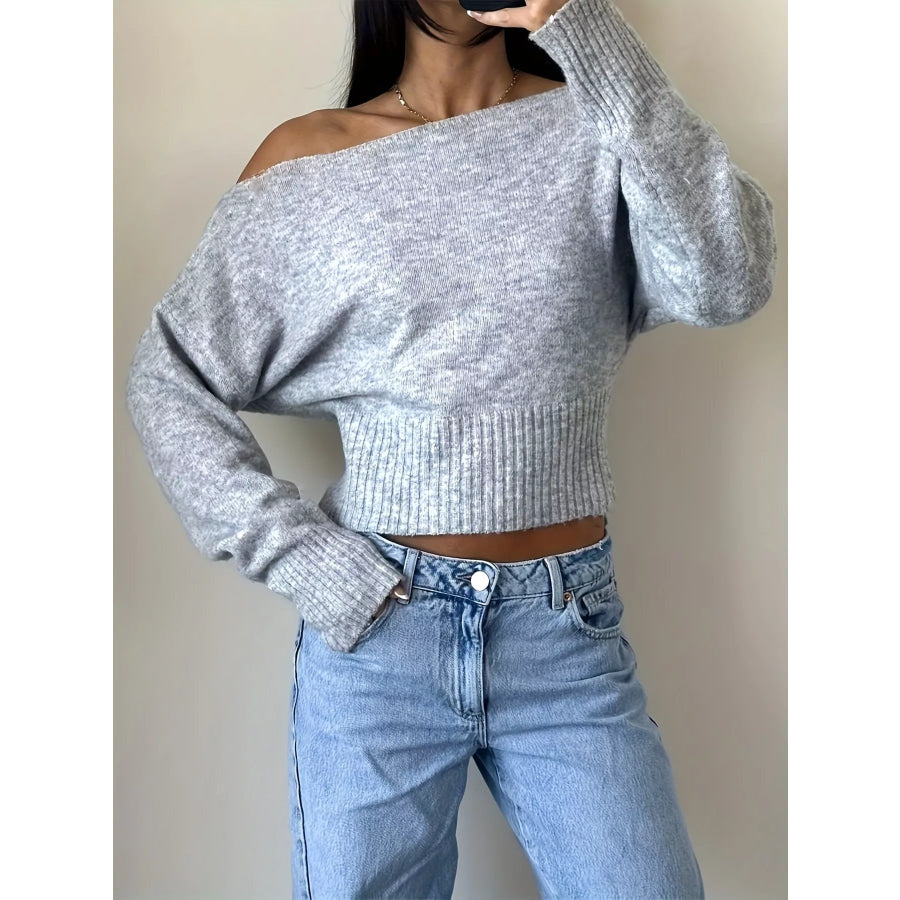 Boat Neck Long Sleeve Sweater Apparel and Accessories