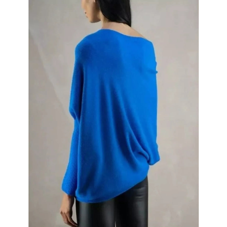 Boat Neck Long Sleeve Sweater Apparel and Accessories