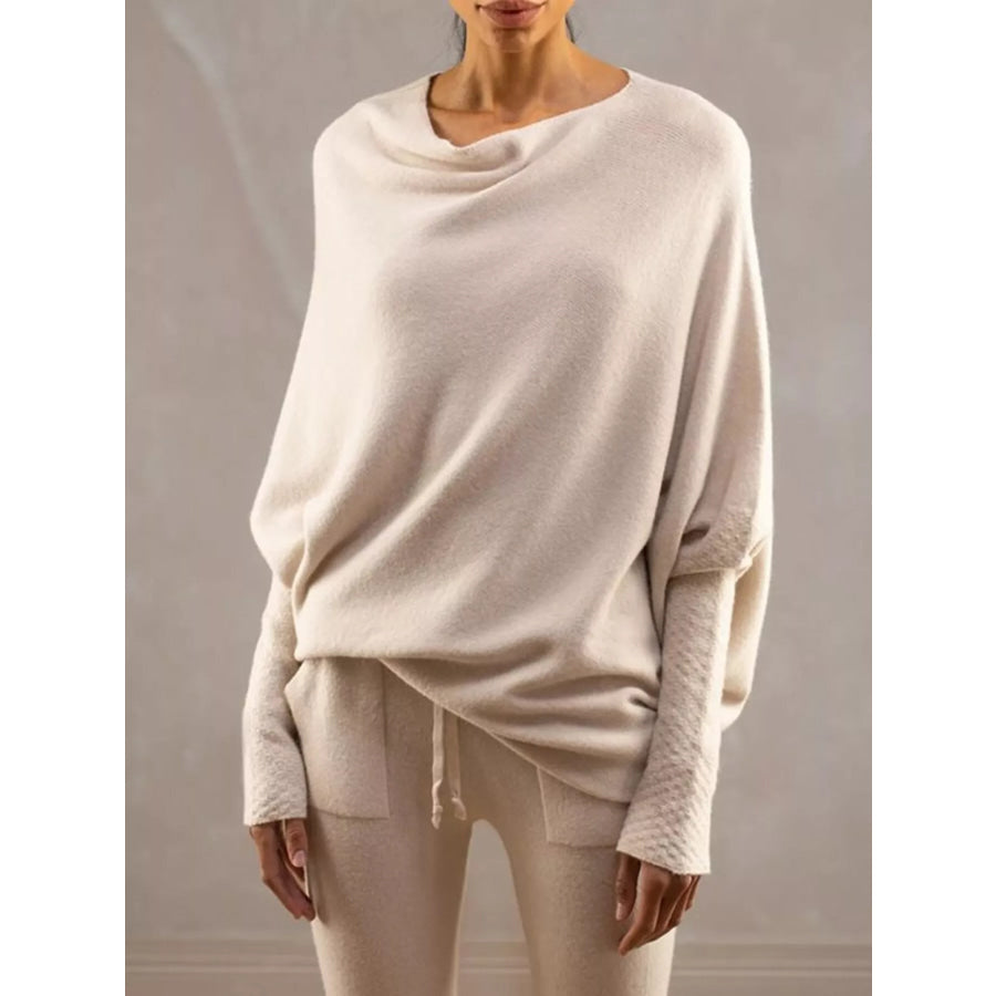 Boat Neck Long Sleeve Sweater Apparel and Accessories