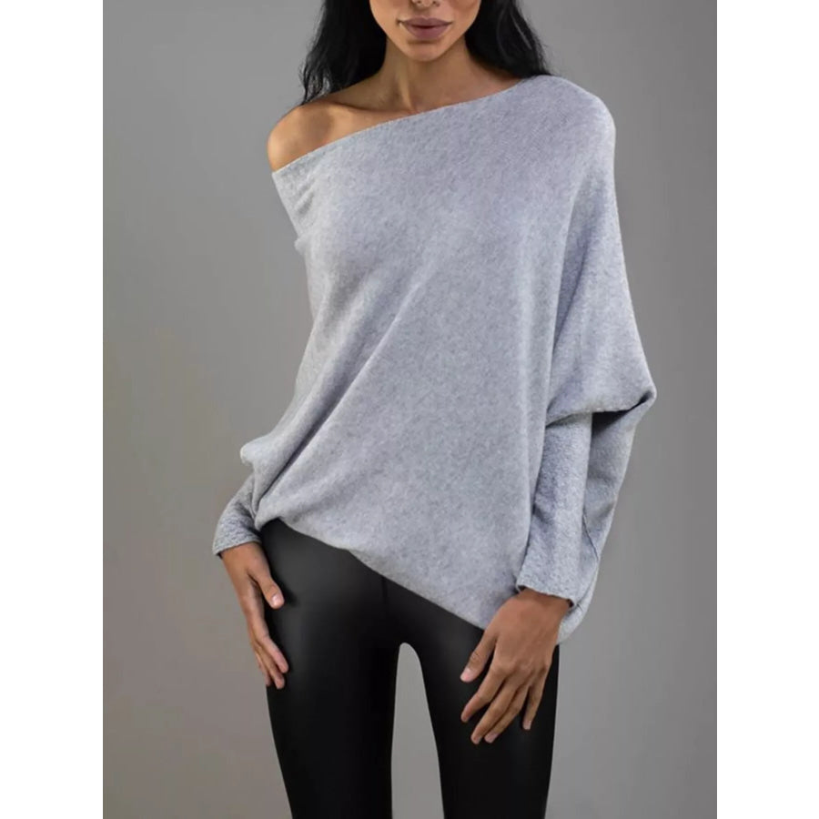 Boat Neck Long Sleeve Sweater Apparel and Accessories