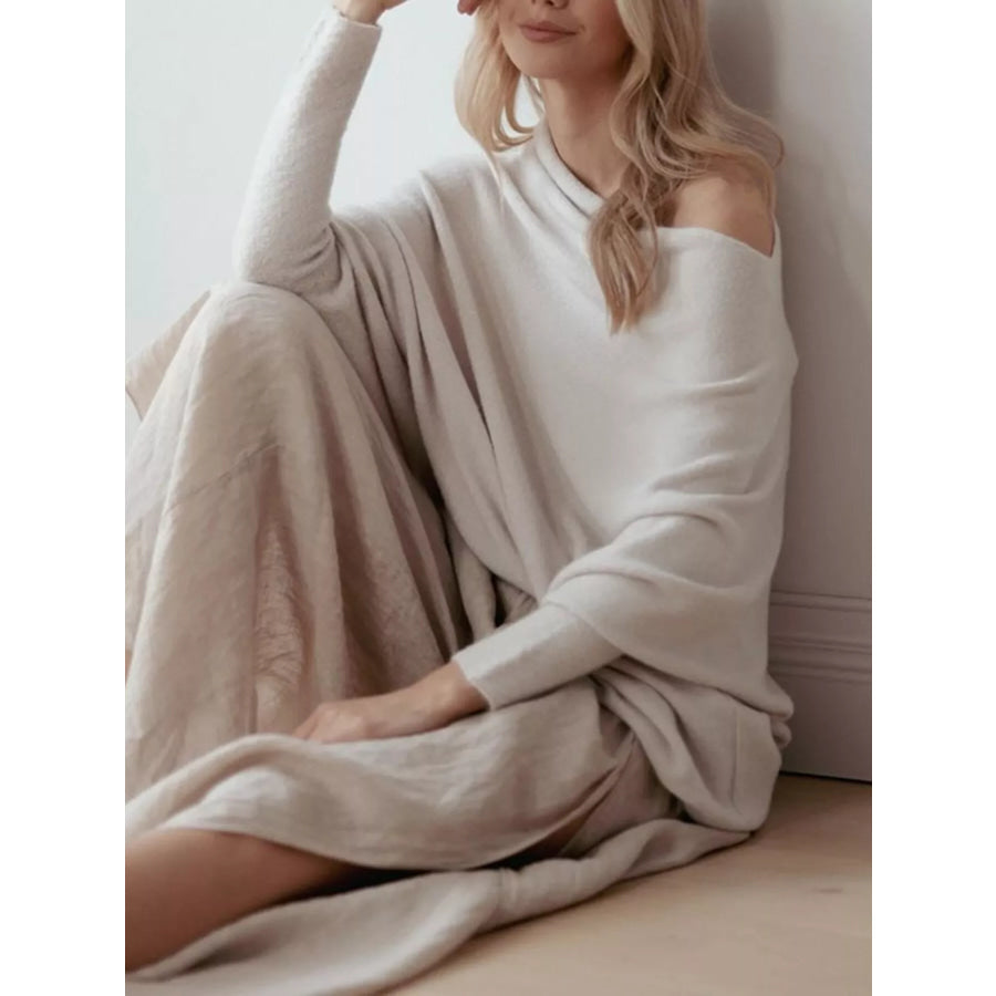 Boat Neck Long Sleeve Sweater Apparel and Accessories