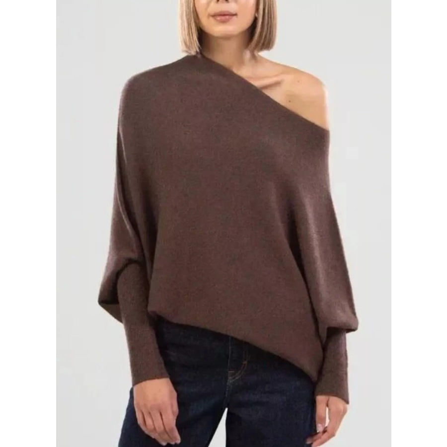 Boat Neck Long Sleeve Sweater Apparel and Accessories