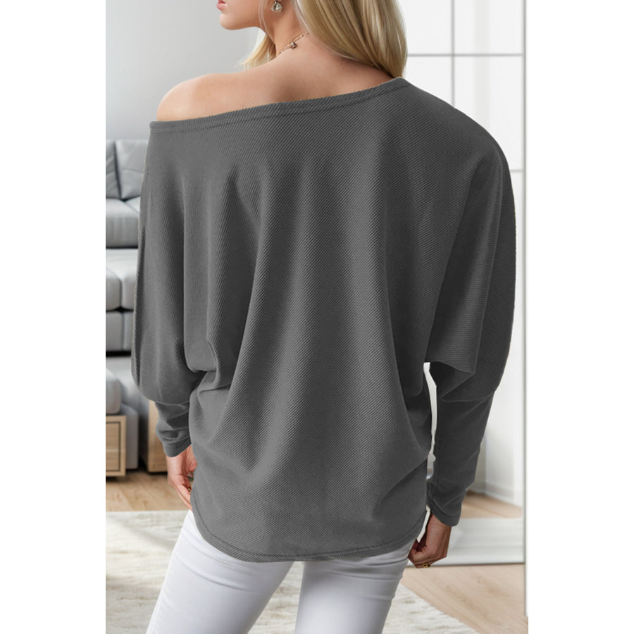 Boat Neck Long Sleeve Sweatshirt Apparel and Accessories