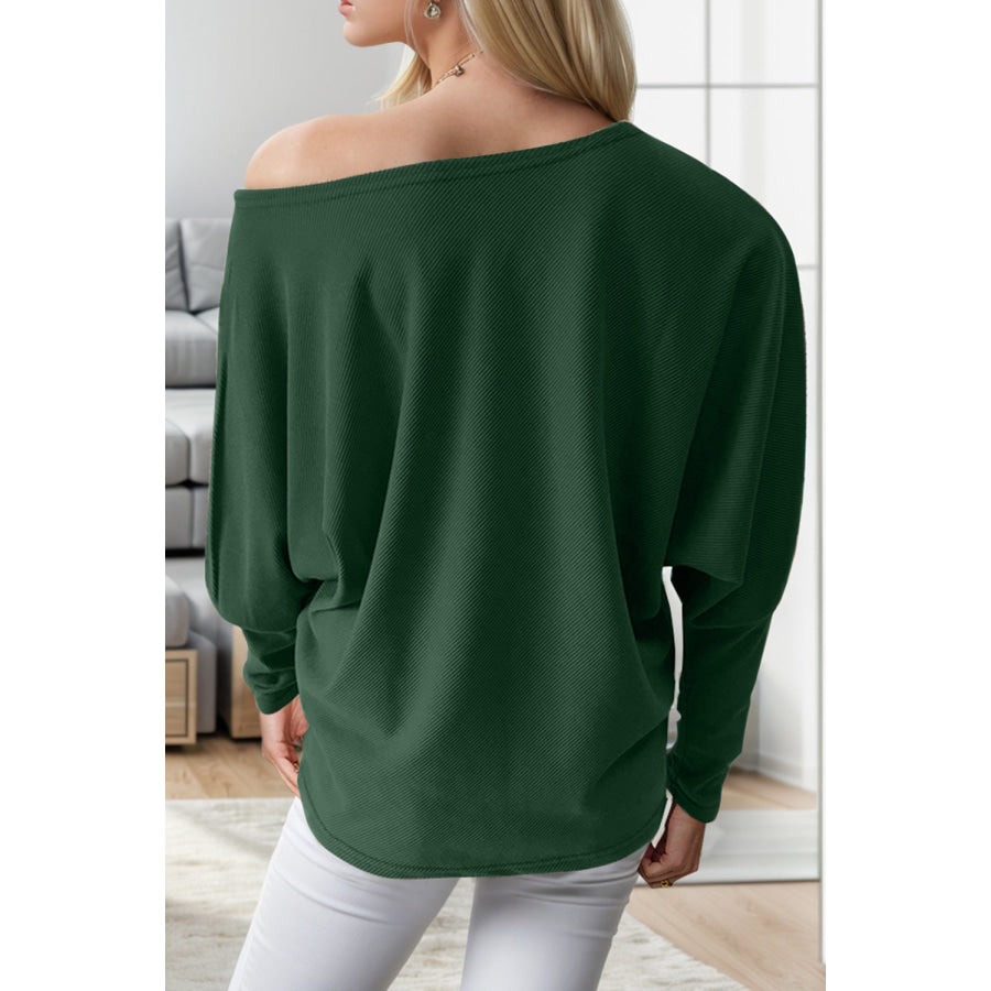 Boat Neck Long Sleeve Sweatshirt Apparel and Accessories