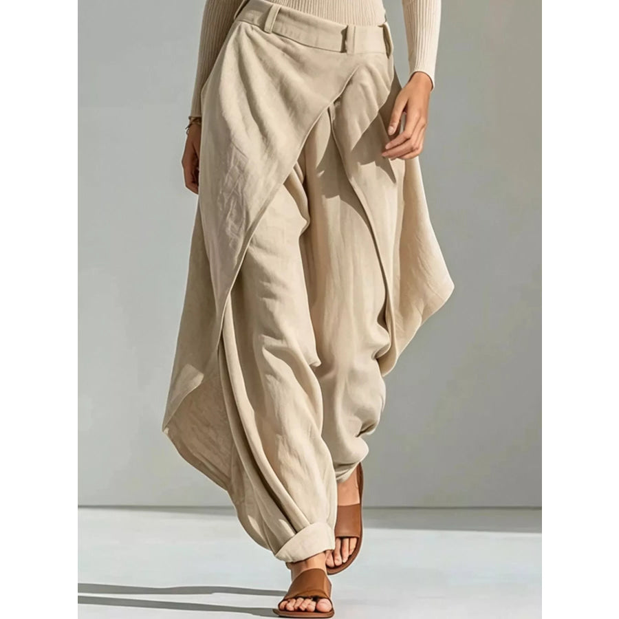 Boat Neck Long Sleeve Top and Asymmetrical Pants Set Apparel and Accessories
