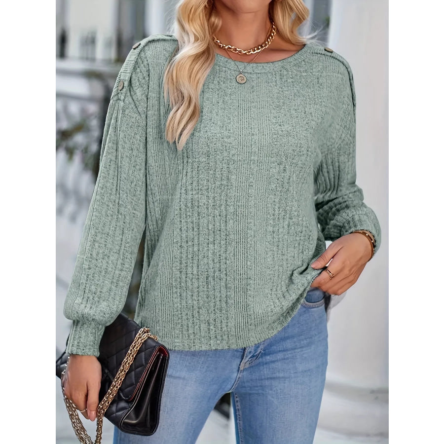 Boat Neck Ribbed Knit T-Shirt Apparel and Accessories