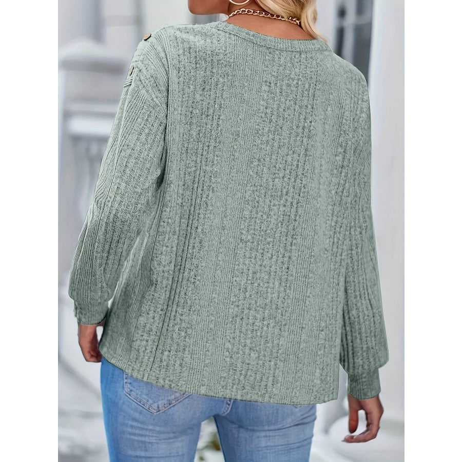 Boat Neck Ribbed Knit T-Shirt Apparel and Accessories