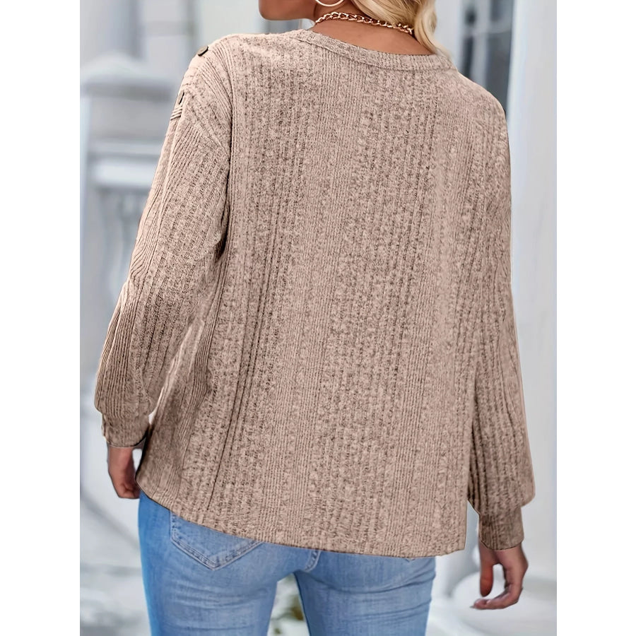 Boat Neck Ribbed Knit T-Shirt Apparel and Accessories