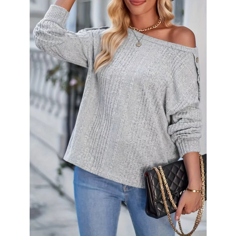 Boat Neck Ribbed Knit T-Shirt Apparel and Accessories