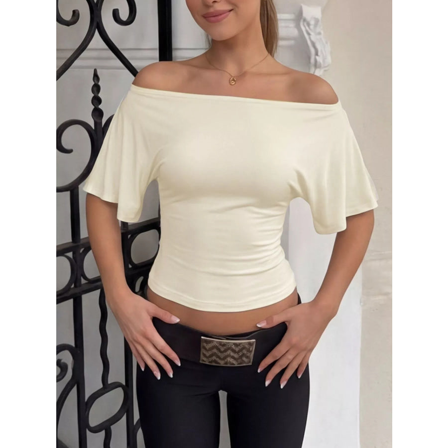 Boat Neck Short Sleeve T-Shirt Apparel and Accessories