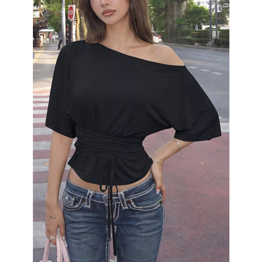 Boat Neck Short Sleeve T-Shirt Apparel and Accessories