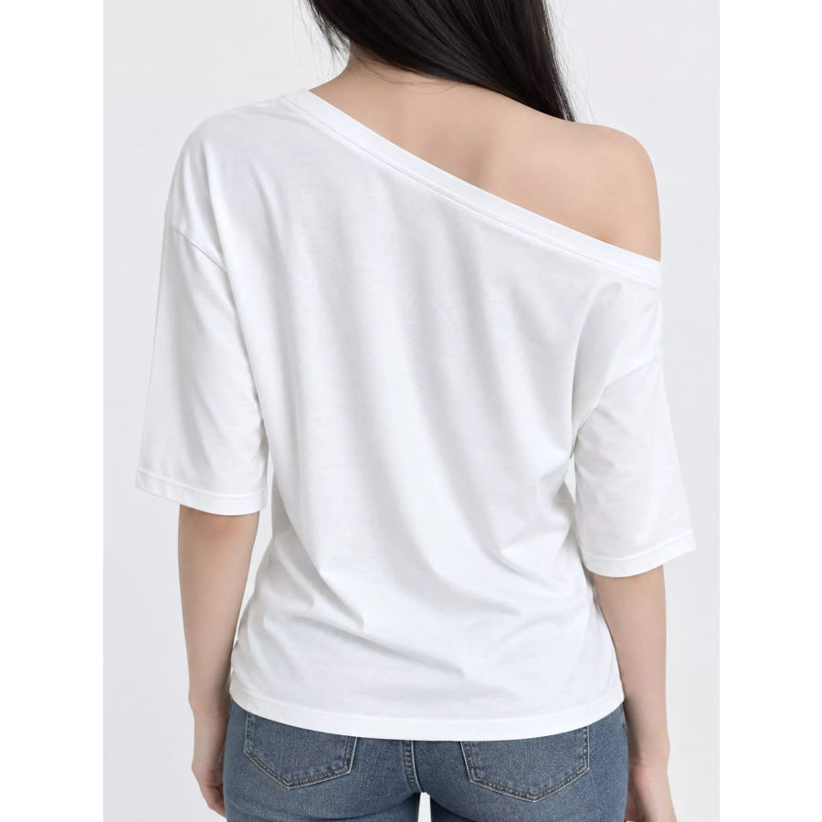 Boat Neck Short Sleeve T-Shirt Apparel and Accessories