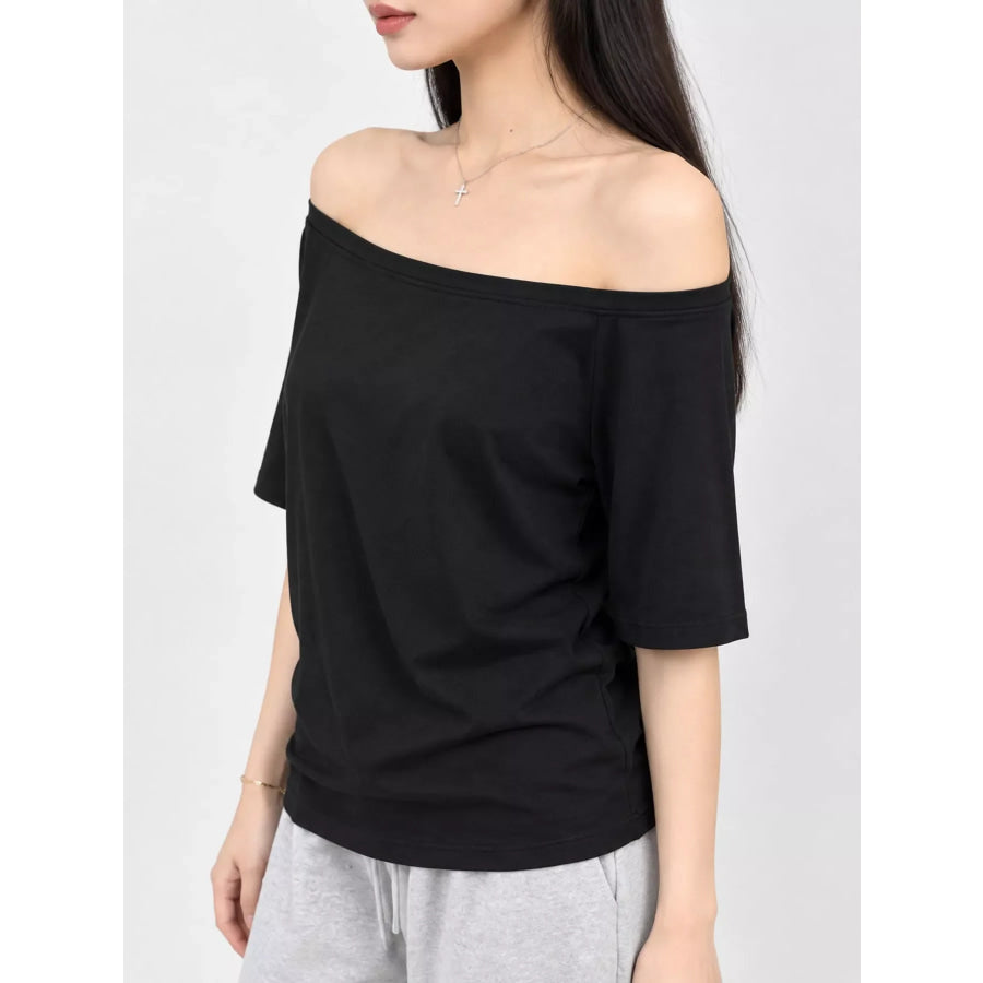 Boat Neck Short Sleeve T-Shirt Apparel and Accessories